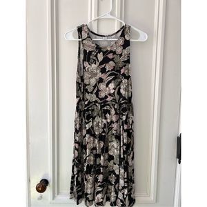 Old Navy black beige green  and pink floral tank dress S